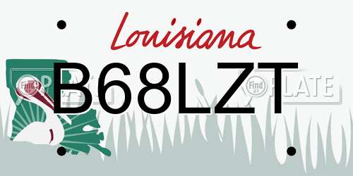 B68LZT Louisiana License Plate