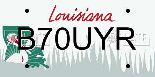 B70UYR Louisiana License Plate