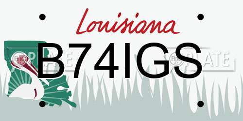 B74IGS Louisiana License Plate