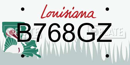 B768GZ Louisiana License Plate