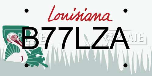 B77LZA Louisiana License Plate