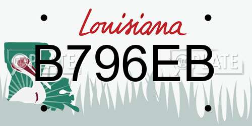 B796EB Louisiana License Plate