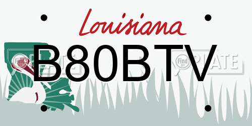 B80BTV Louisiana License Plate