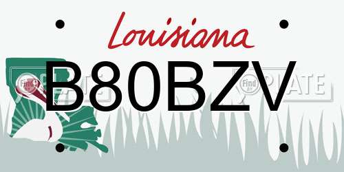 B80BZV Louisiana License Plate