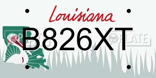 B826XT Louisiana License Plate