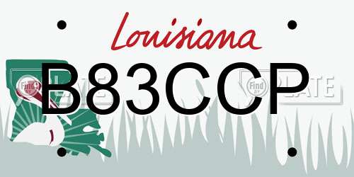 B83CCP Louisiana License Plate