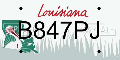 B847PJ Louisiana License Plate