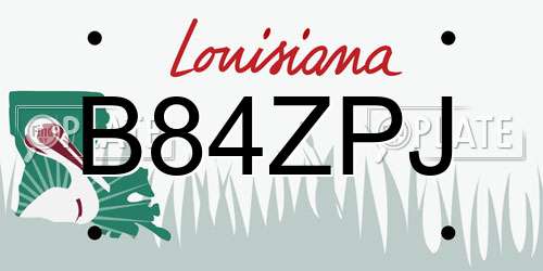 B84ZPJ Louisiana License Plate