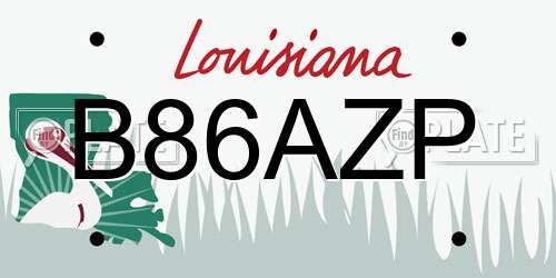 B86AZP Louisiana License Plate
