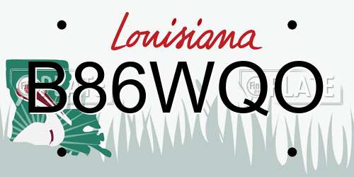 B86WQO Louisiana License Plate