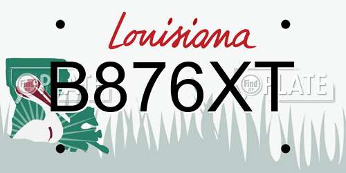 B876XT Louisiana License Plate