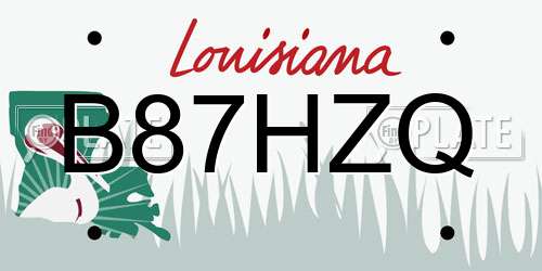 B87HZQ Louisiana License Plate