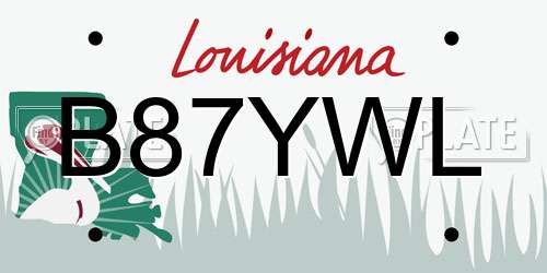 B87YWL Louisiana License Plate