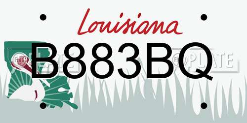 B883BQ Louisiana License Plate