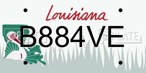 B884VE Louisiana License Plate