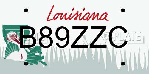 B89ZZC Louisiana License Plate