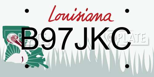 B97JKC Louisiana License Plate