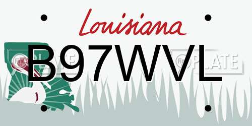 B97WVL Louisiana License Plate