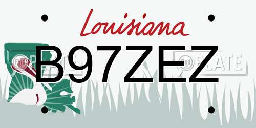 B97ZEZ Louisiana License Plate