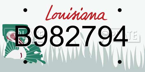 B982794 Louisiana License Plate