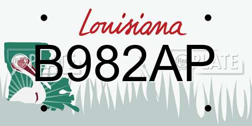 B982AP Louisiana License Plate