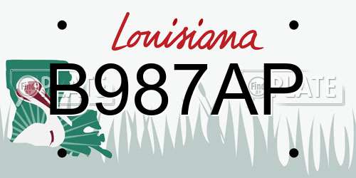 B987AP Louisiana License Plate