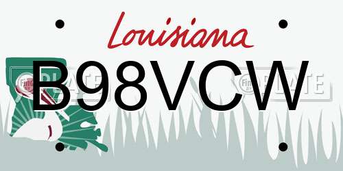 B98VCW Louisiana License Plate