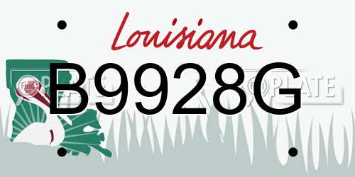 B9928G Louisiana License Plate