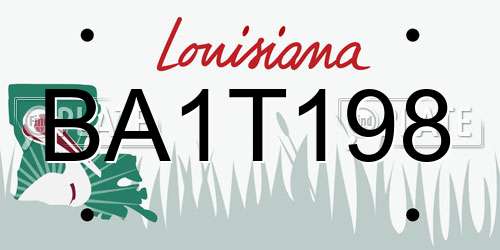 BA1T198 Louisiana License Plate