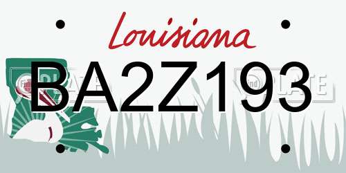 BA2Z193 Louisiana License Plate