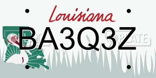 BA3Q3Z Louisiana License Plate