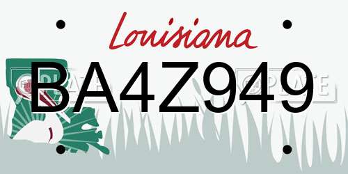 BA4Z949 Louisiana License Plate