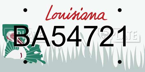 BA54721 Louisiana License Plate