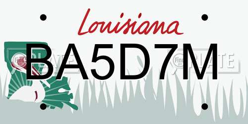 BA5D7M Louisiana License Plate