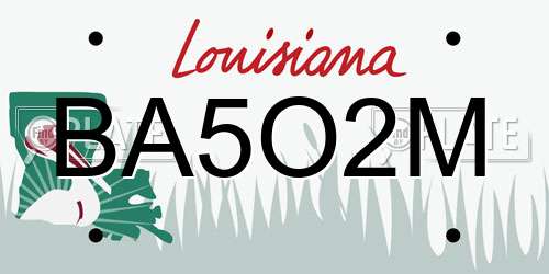 BA5O2M Louisiana License Plate