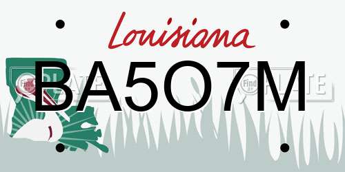 BA5O7M Louisiana License Plate