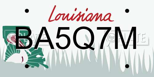 BA5Q7M Louisiana License Plate