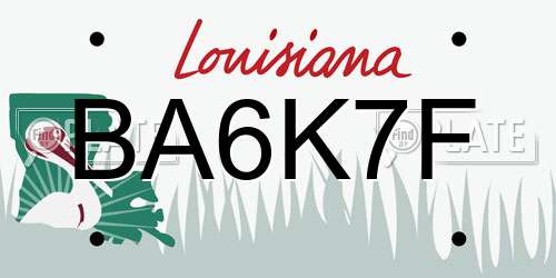 BA6K7F Louisiana License Plate