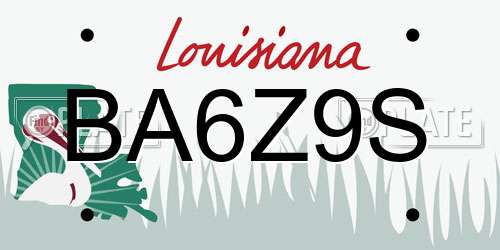 BA6Z9S Louisiana License Plate