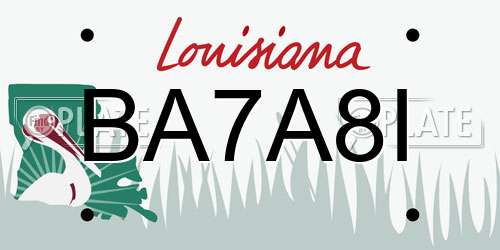 BA7A8I Louisiana License Plate
