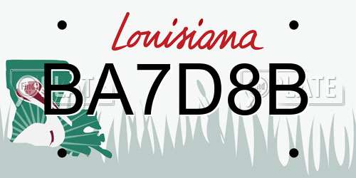 BA7D8B Louisiana License Plate