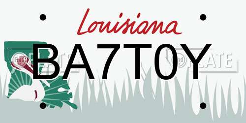 BA7T0Y Louisiana License Plate