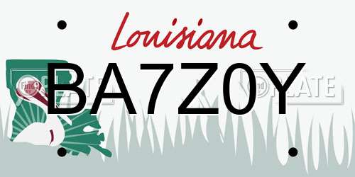 BA7Z0Y Louisiana License Plate