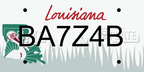 BA7Z4B Louisiana License Plate