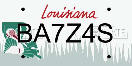 BA7Z4S Louisiana License Plate