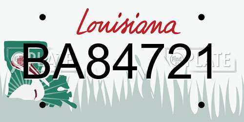 BA84721 Louisiana License Plate