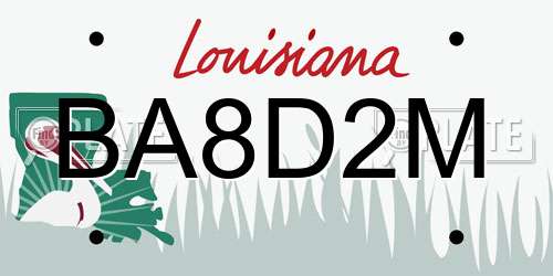 BA8D2M Louisiana License Plate