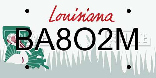 BA8O2M Louisiana License Plate