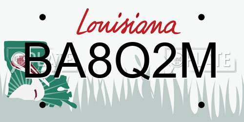 BA8Q2M Louisiana License Plate