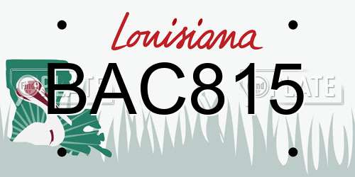 BAC815 Louisiana License Plate
